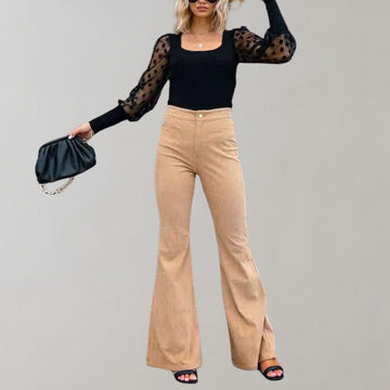 Damen Schlagjeans - High-Waist mit Knopfleiste
