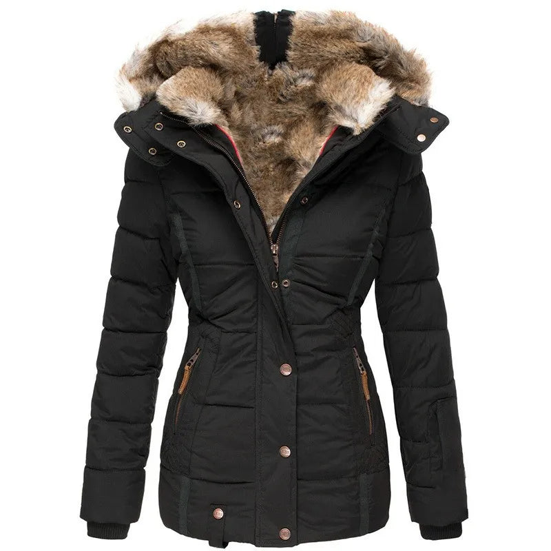 Damen Winter-Parka-Jacke - Gesteppt mit Kapuze