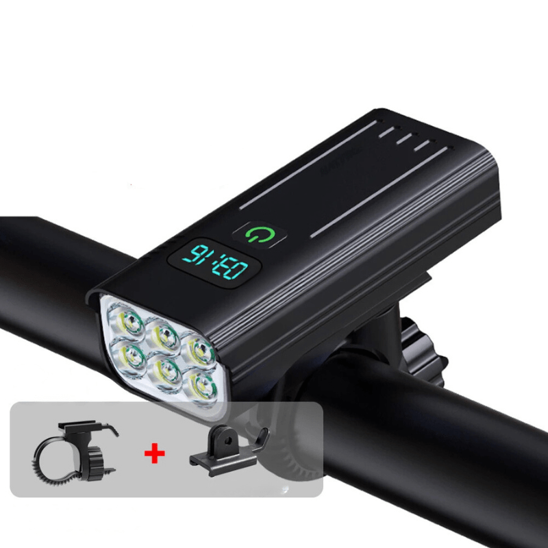 5000 Lumen Bicycle Light Black - 12 LED with Digital Display