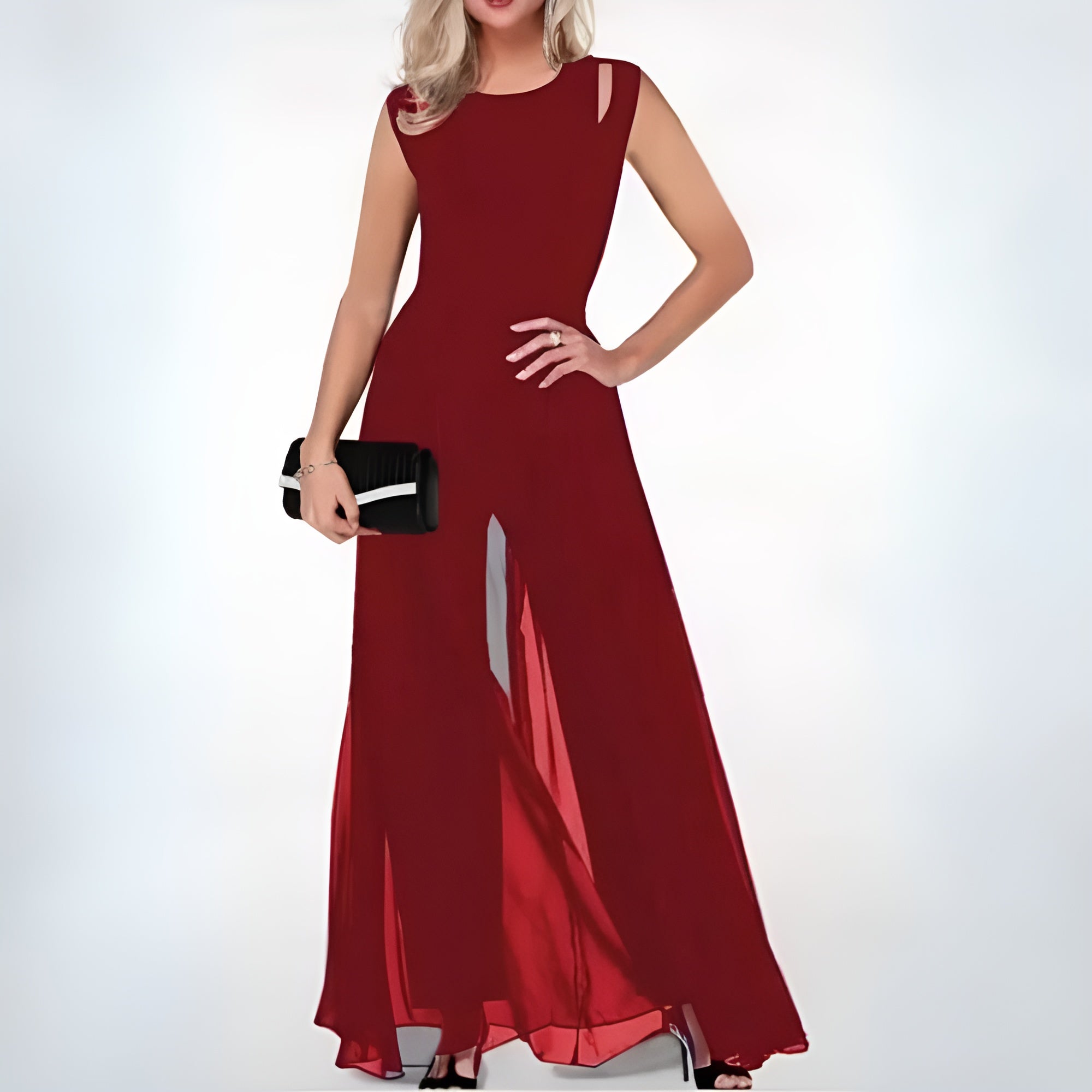 Damen Jumpsuit mit weitem Bein - Ärmellos mit Cut-Out-Schultern