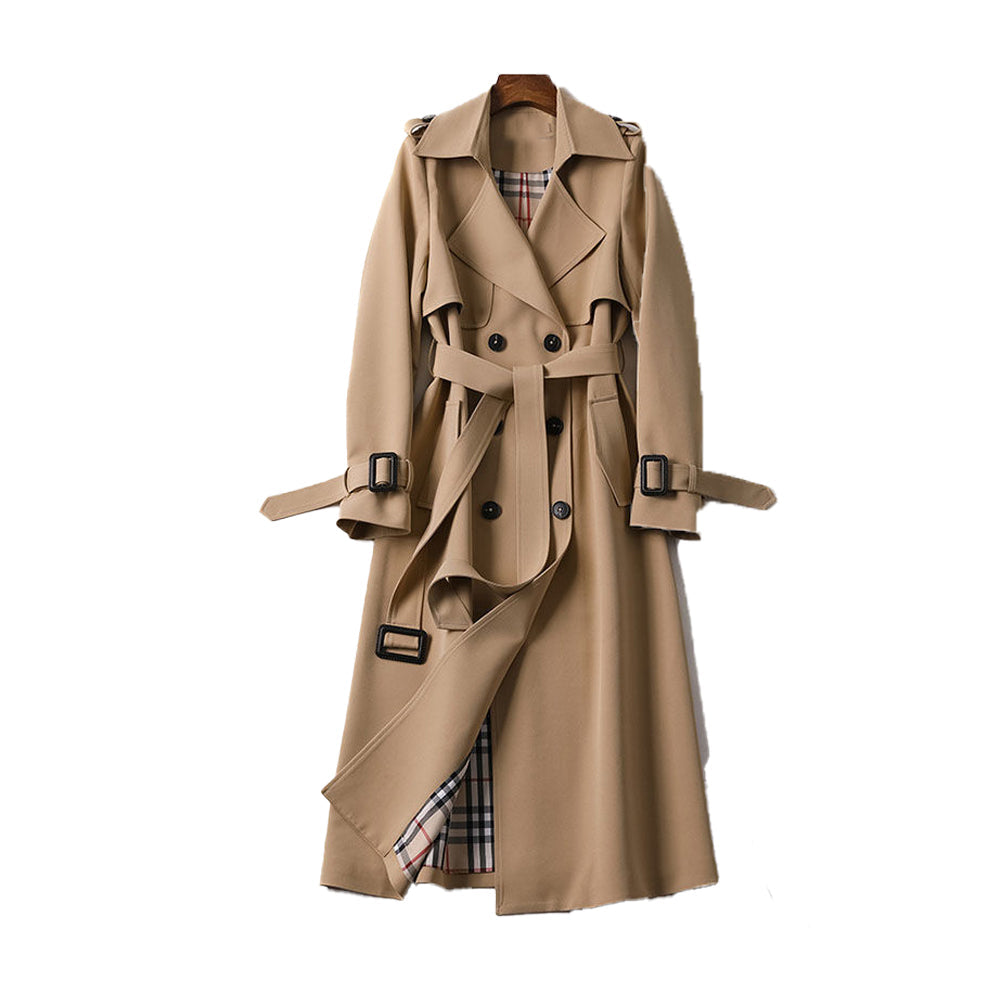 Women's trench coat with double-breasted button placket - Classic outerwear