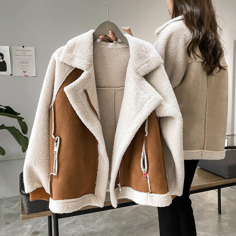 Damen Wildleder-Winterjacke - Oberbekleidung mit gemütlichem Futter
