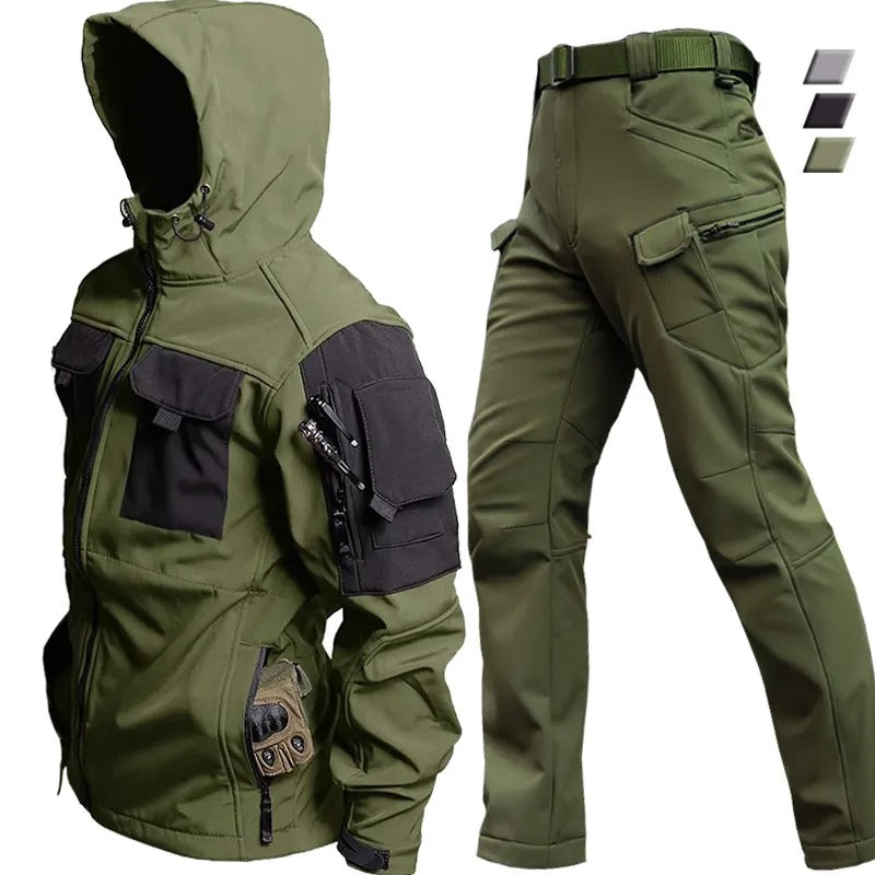 Herren Outdoor Wasserdichtes 2-teiliges Set - Kapuzenjacke & Cargohose
