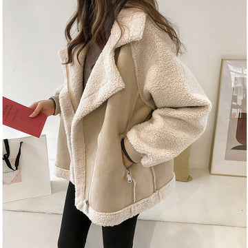 Women's Suede Winter Jacket - Outerwear with Cozy Lining
