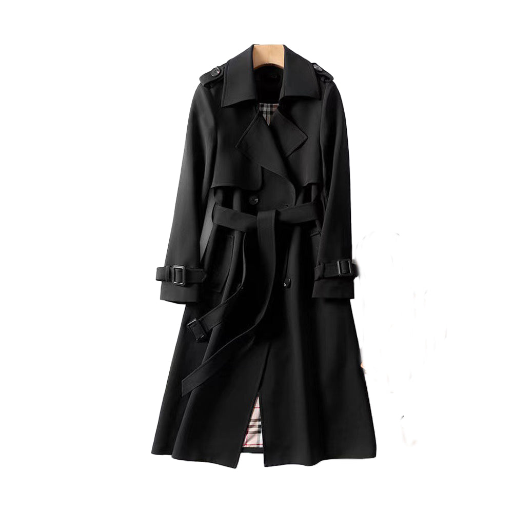 Women's trench coat with double-breasted button placket - Classic outerwear