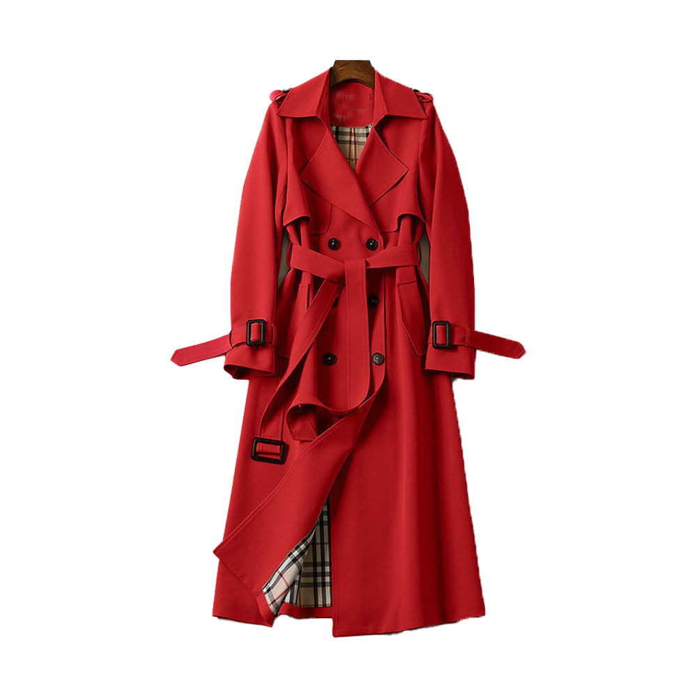 Women's trench coat with double-breasted button placket - Classic outerwear
