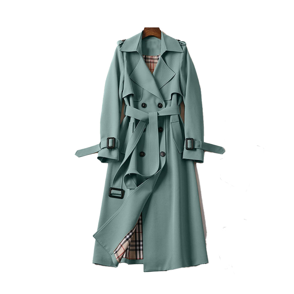 Women's trench coat with double-breasted button placket - Classic outerwear