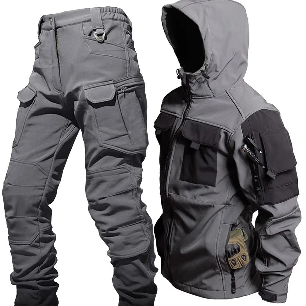 Herren Outdoor Wasserdichtes 2-teiliges Set - Kapuzenjacke & Cargohose