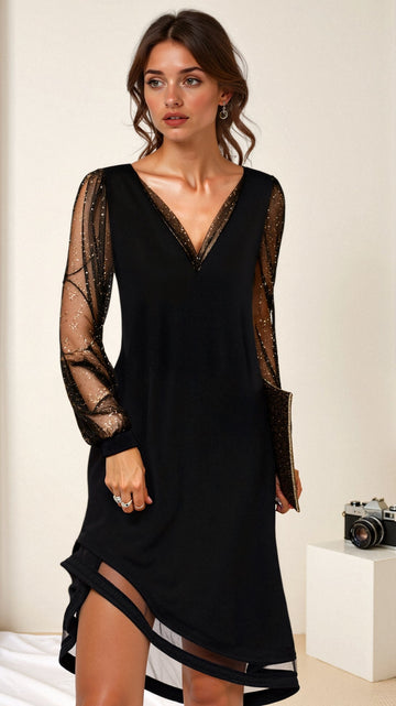 Schickes schwarzes Abendkleid für Frauen