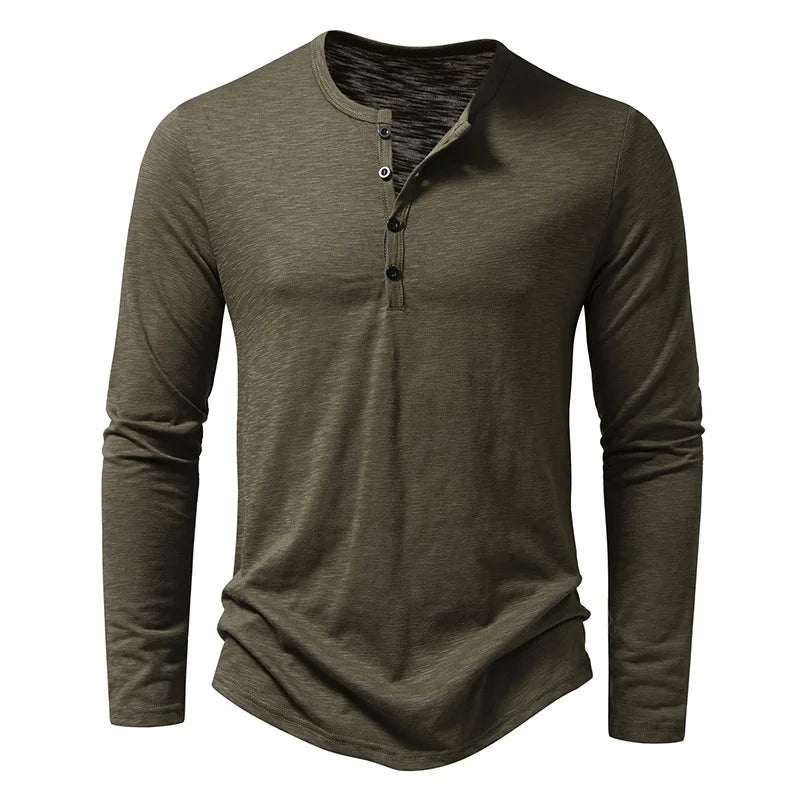 Herren Henley-Shirt - Relaxed Fit mit langen Ärmeln