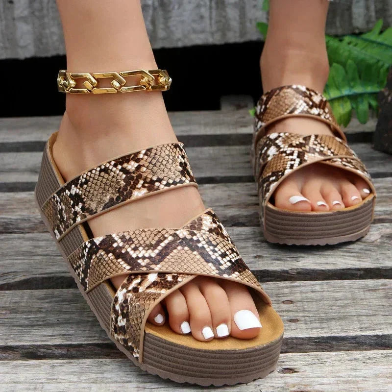 Damen Orthopädische Gepolsterte Sandalen Geflochtener Riemen und Plateausohle