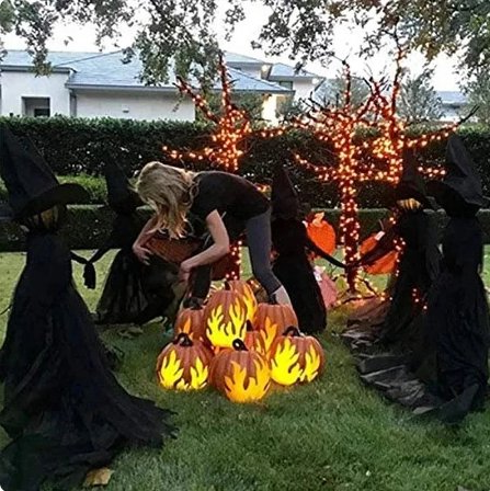 Schwarz Beleuchtete Hexen Gartenstecker - Schallaktivierte Halloween Dekoration