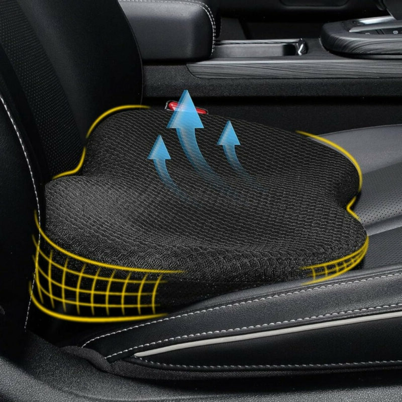 Breathable Car Seat Cushion - Height Boost & Back Support