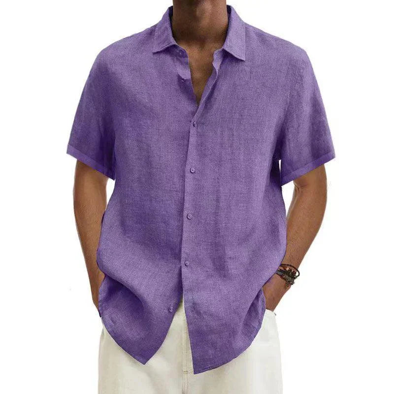 Men's Linen Shirt - Button-Down with Short Sleeve