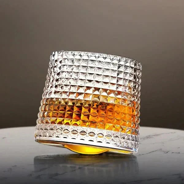 Drehbares Whiskey-Glas-Set - Diamantschliff Rotierender Tumbler