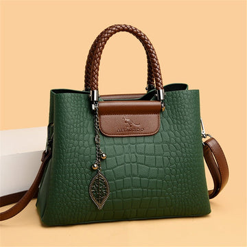 Damen Handtasche aus Krokogeprägtem Leder - Satchel mit Tragegriff