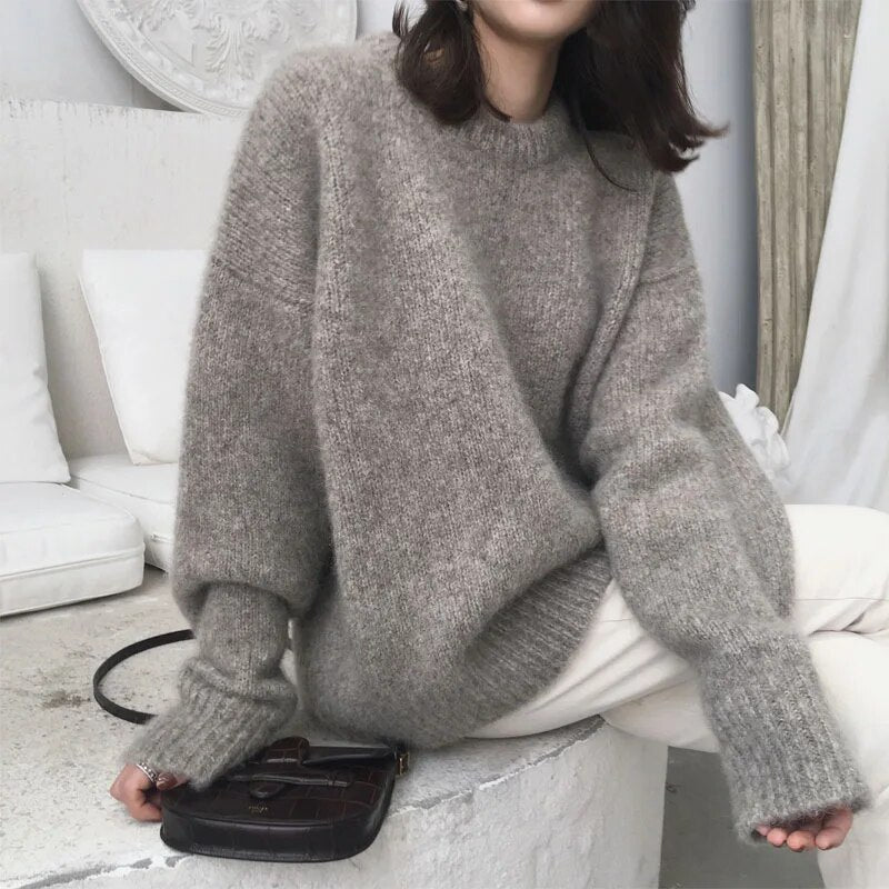 Damen Übergroßer Strickpullover - Entspannte Passform mit Rundhals