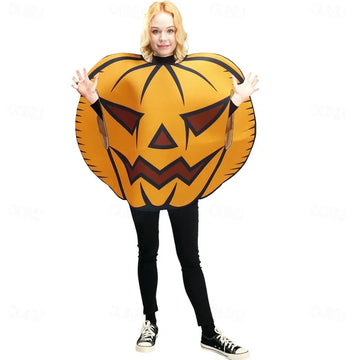 Conjunto de disfraz de calabaza de Halloween extragrande unisex - forma 3D y aberturas para las mangas