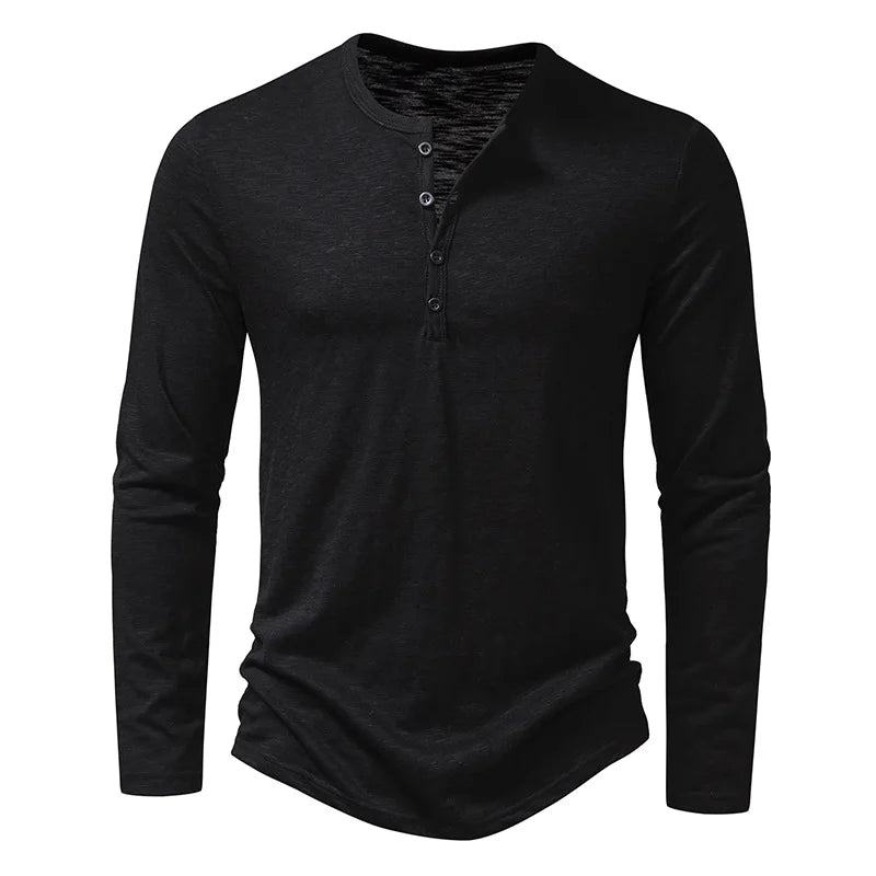 Herren Henley-Shirt - Relaxed Fit mit langen Ärmeln