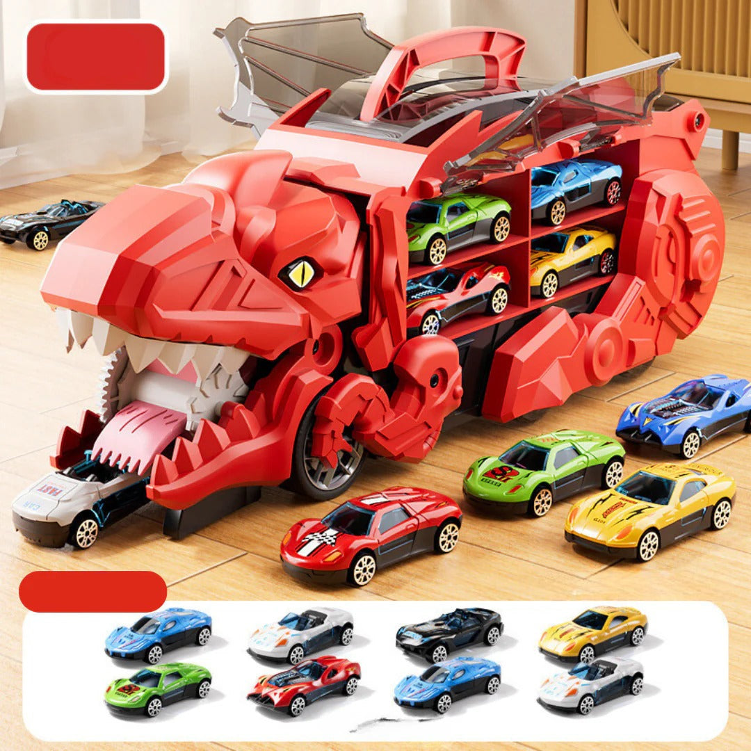 Dinosaurier Spielzeug-LKW Spielset - Träger Aufbewahrung mit Mini Rennautos