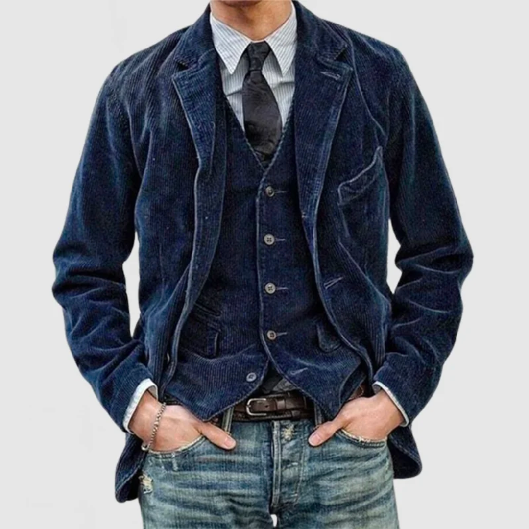 Abrigo para hombre estilo vintage de pana - Corte entallado y estructurado