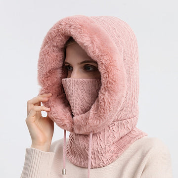 Dam Stickad Balaklava Mössa - Hoodie & Plyschkant
