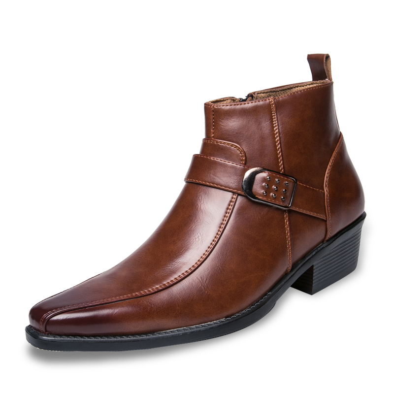 Herren Spitz Zulaufende Stiefeletten - Cubanische Ferse mit Seitenreißverschluss