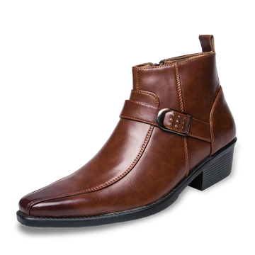 Herren Spitz Zulaufende Stiefeletten - Cubanische Ferse mit Seitenreißverschluss