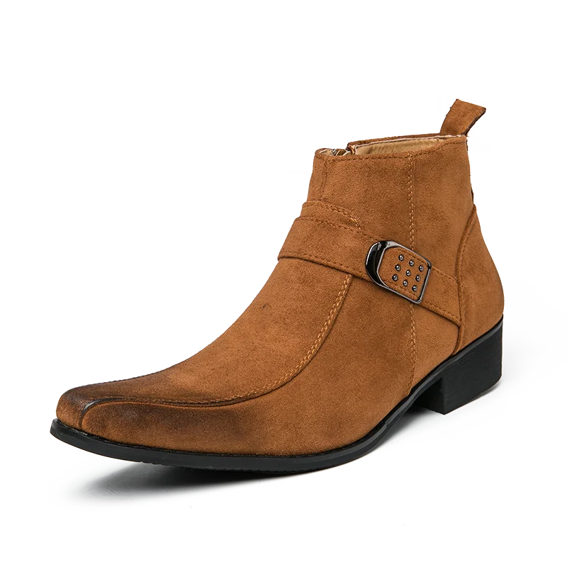 Herren Spitz Zulaufende Stiefeletten - Cubanische Ferse mit Seitenreißverschluss