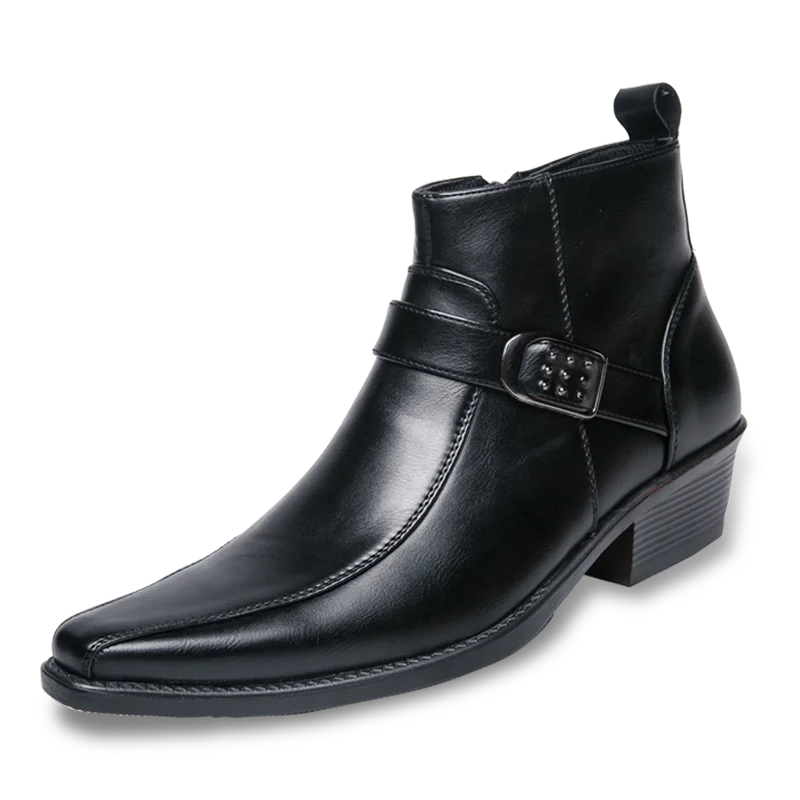 Herren Spitz Zulaufende Stiefeletten - Cubanische Ferse mit Seitenreißverschluss