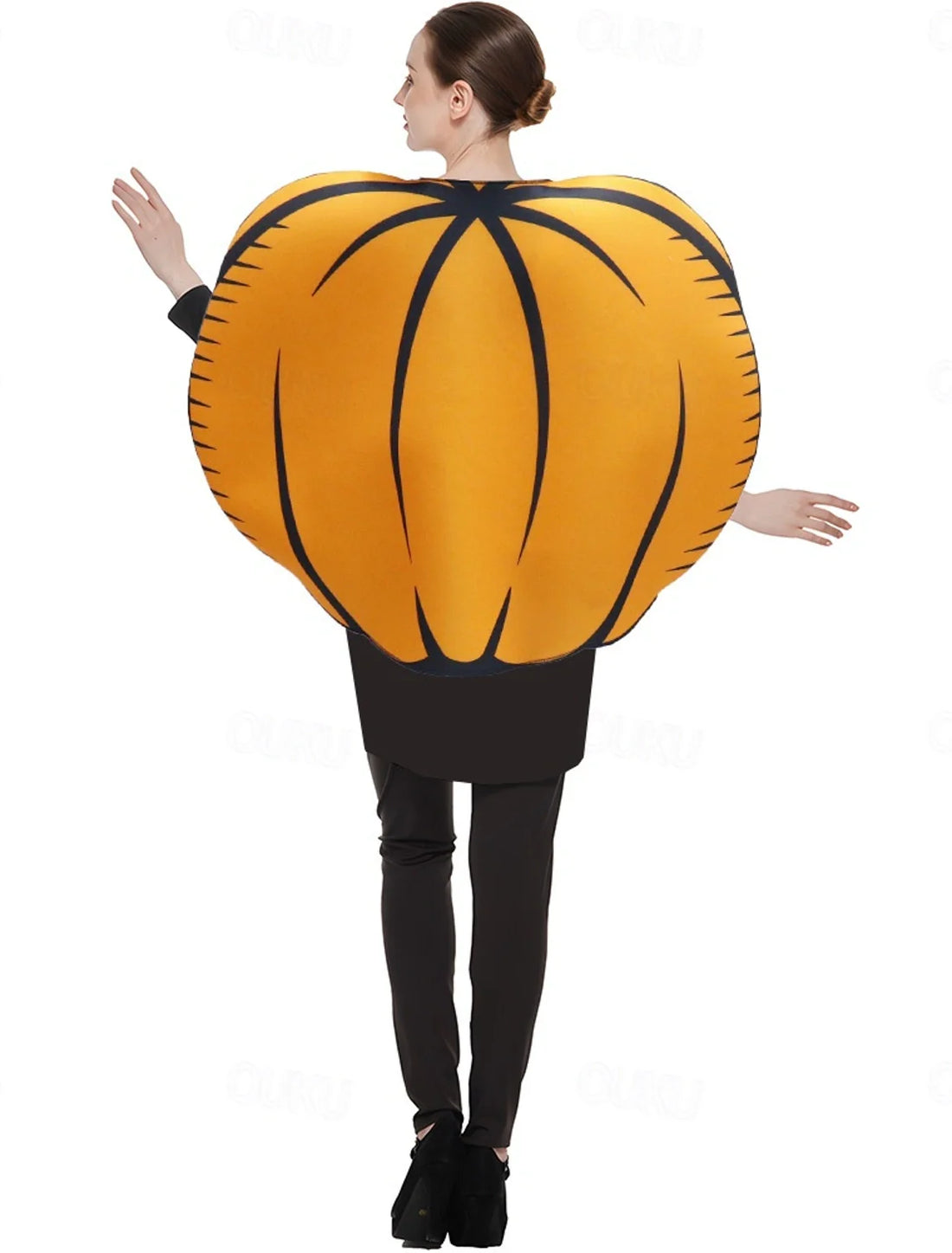 Conjunto de disfraz de calabaza de Halloween extragrande unisex - forma 3D y aberturas para las mangas