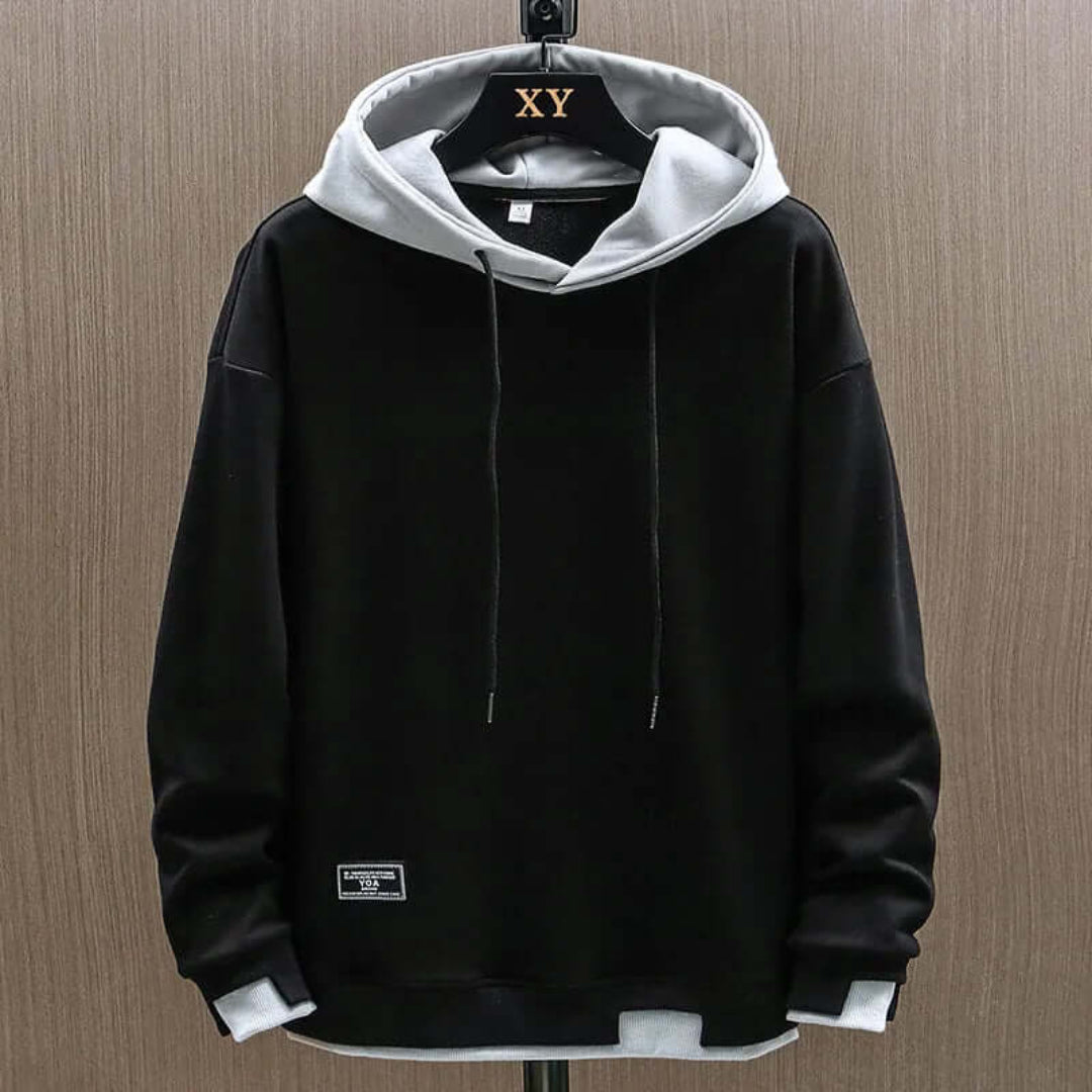 Herren Zwei-Ton Hoodie – Entspannte Passform mit kontrastierendem Lagen-Look