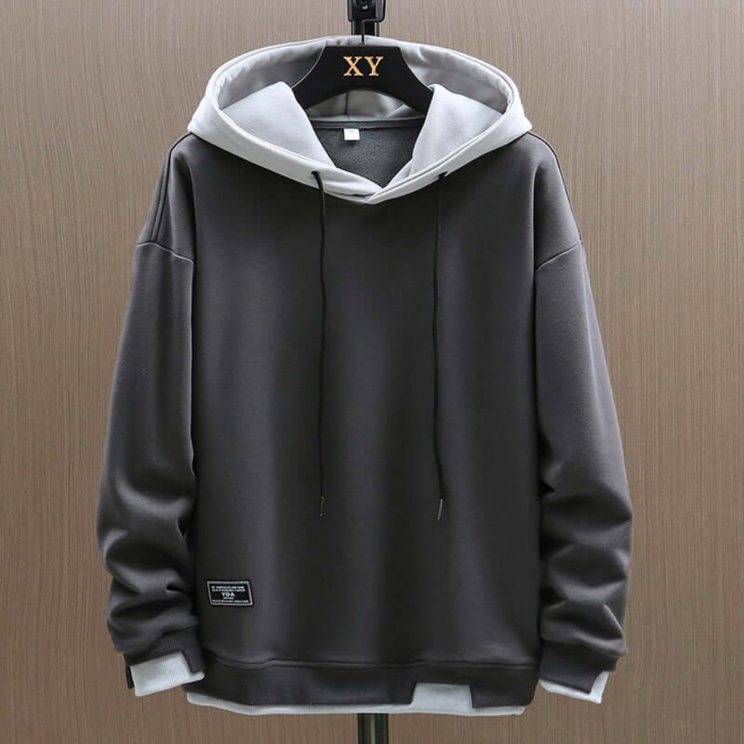 Herren Zwei-Ton Hoodie – Entspannte Passform mit kontrastierendem Lagen-Look