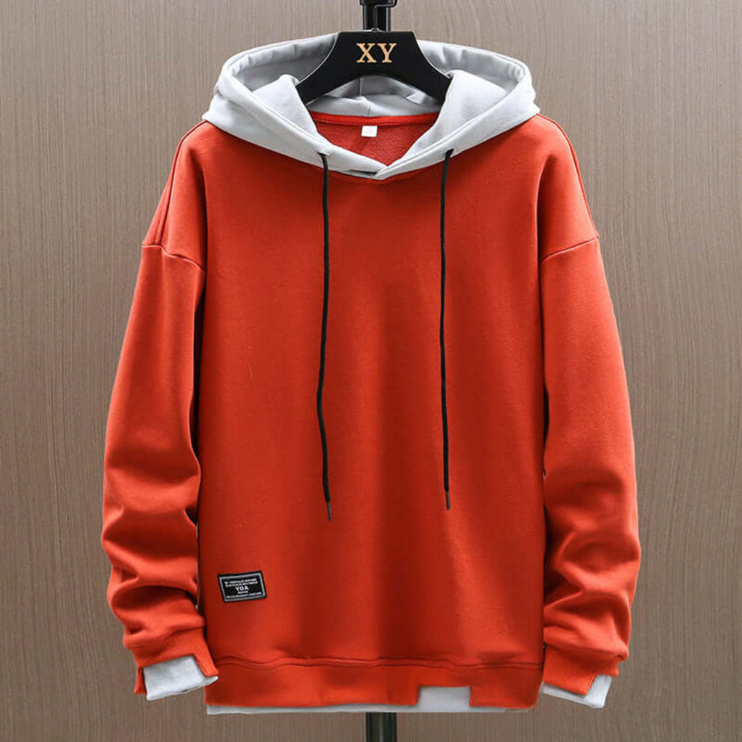 Herren Zwei-Ton Hoodie – Entspannte Passform mit kontrastierendem Lagen-Look