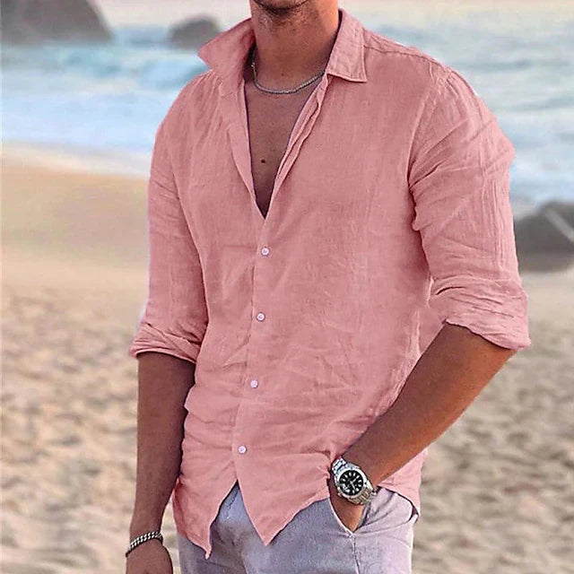 Men's Linen Shirt - Button-Down & Relaxed Fit