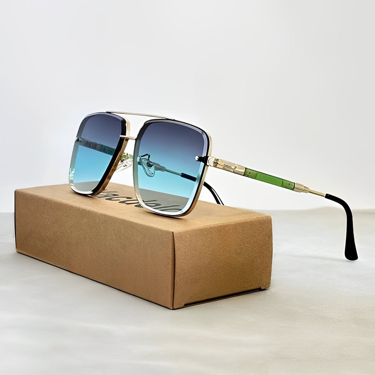 Herren-Pilotenbrille im Retro-Stil Sonnenbrille Goldener Rahmen Und Verlaufgläser