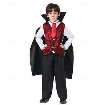 Costume di Halloween da vampiro per ragazzi - Mantello con collo alto e gilet decorativo