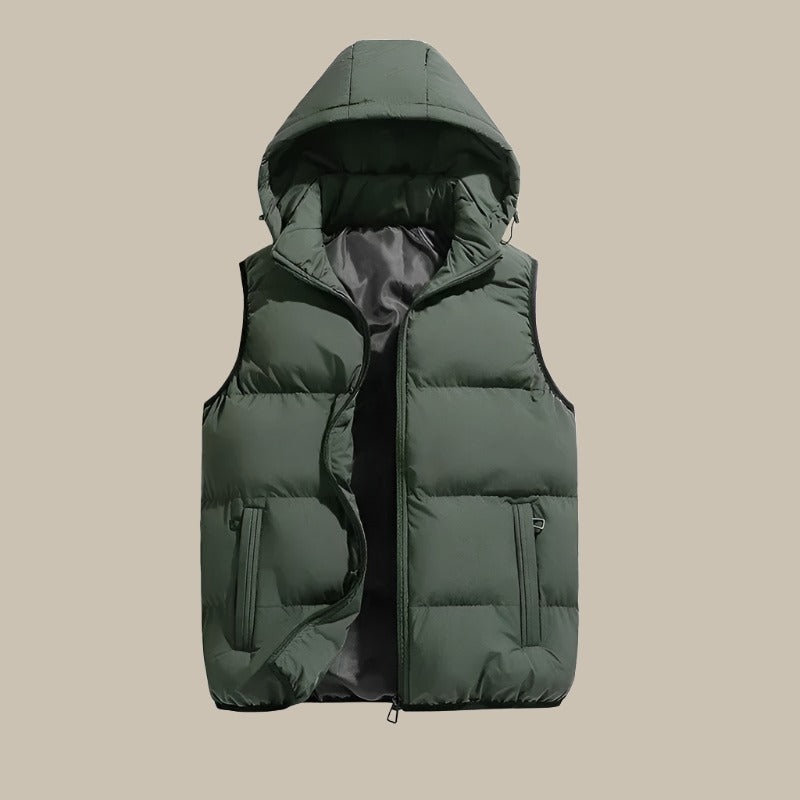 Stylish quilted vest with hood for men