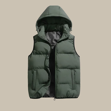 Stylish quilted vest with hood for men