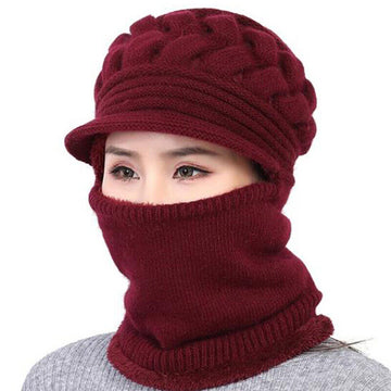 Dam Vinter Balaklava Mössa - Kremphatt med Ansiktsmask