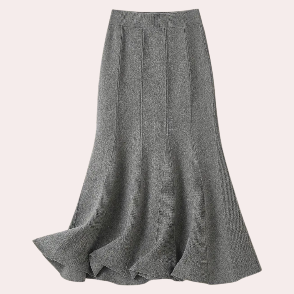 Damen Grauer Faltenrock - A-Linien-Maxi & Hochtailliert