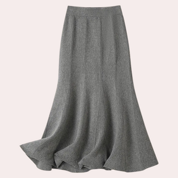 Damen Grauer Faltenrock - A-Linien-Maxi & Hochtailliert