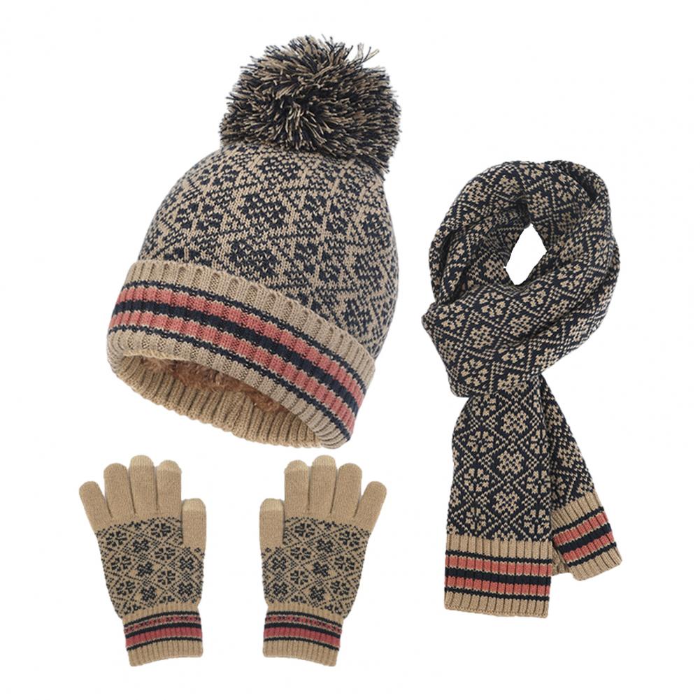 Women's 3-piece Accessory Winter Set - Knitted Gloves, Hat & Scarf